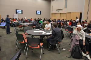 Blair Feltmate presenting to large group