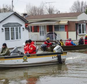Boat in Flooded Street