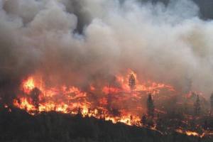 Wildfires in BC burning forest and creating smoke