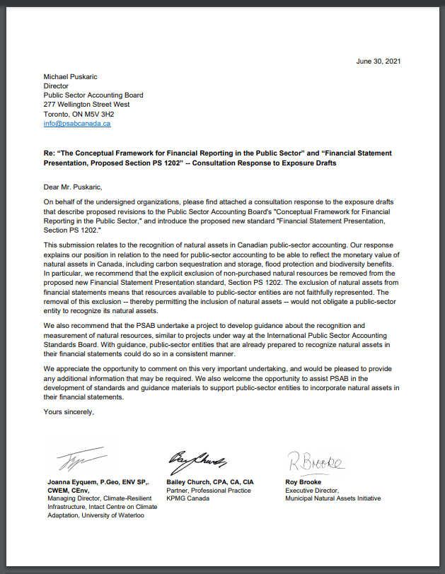 PSAB Joint Response Letter, Lettre de réponse conjointe au CCSP